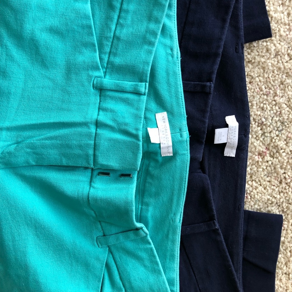 2 pair dress capri/ankle pants 1 teal, 1 navy blue